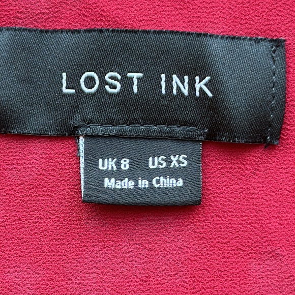 NWOT Lost Ink Puffed Long Sleeve Mock Wrap Blouse with Belt size XS - Picture 2 of 12